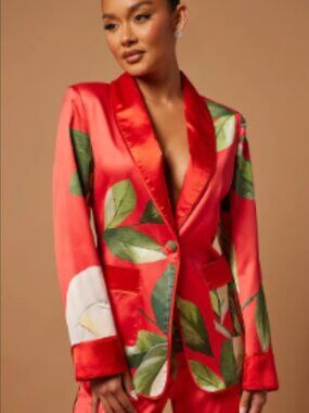 Ophelia Satin Floral Pant Suit Set